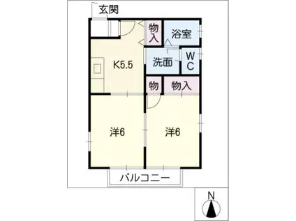 サンライス三角(2K/1階)の間取り写真