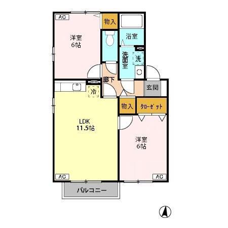 セードル小川A/B(2LDK/2階)の間取り写真