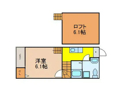 ドヌールV草薙(1K/2階)の間取り写真