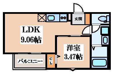 FSTYLE八尾北久宝寺(1LDK/1階)の間取り写真