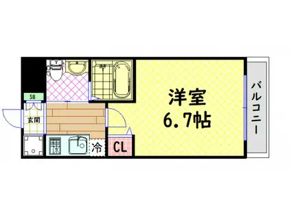 エグゼ弁天町(1K/7階)の間取り写真