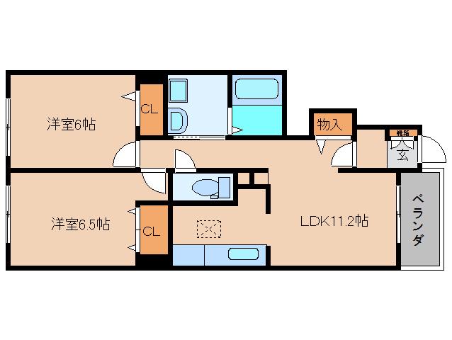 グランド ソレイユ B(2LDK/1階)の間取り写真