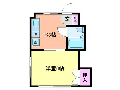 第6メゾン祥(1K/3階)の間取り写真