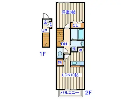 クレメントB(1LDK/2階)の間取り写真