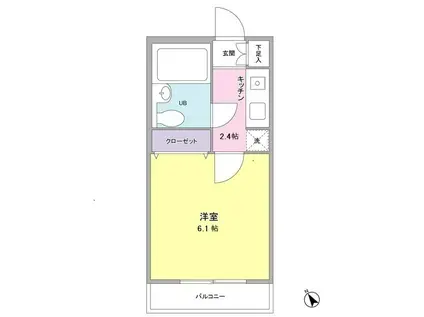 プラザ旗の台(1K/1階)の間取り写真