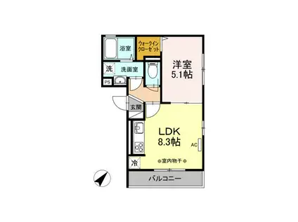 セリシール湘南 II(1LDK/1階)の間取り写真