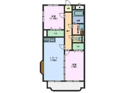 レピエス B(2LDK/3階)の間取り写真