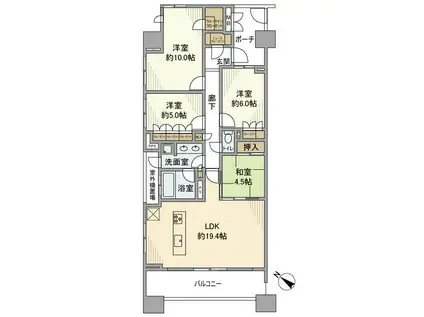 グランスイートブルー ベイフロンタワー(4LDK/17階)の間取り写真
