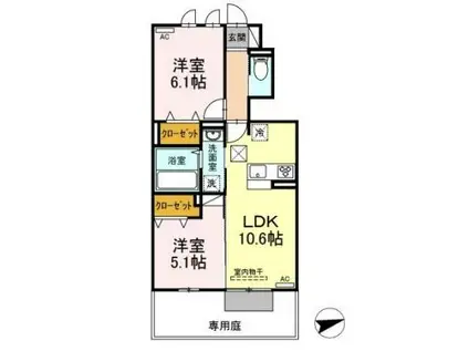 ラ メール(2LDK/1階)の間取り写真