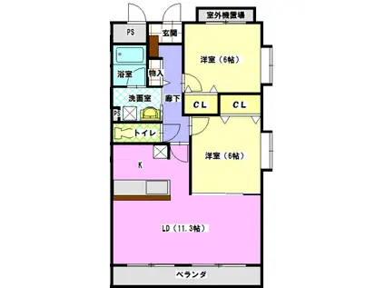 レージュソレーユII(2LDK/3階)の間取り写真