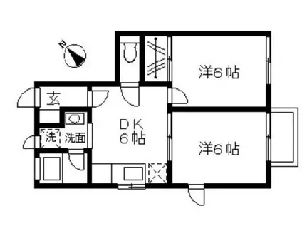 ベルホ-ムズ(2DK/1階)の間取り写真