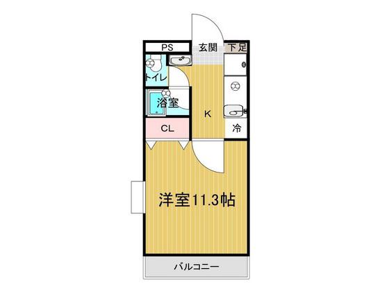 ピアシティ南方(1K/3階)の間取り写真