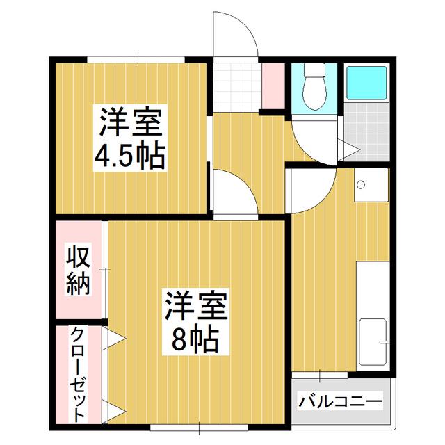 穂高荘(2DK/2階)の間取り写真