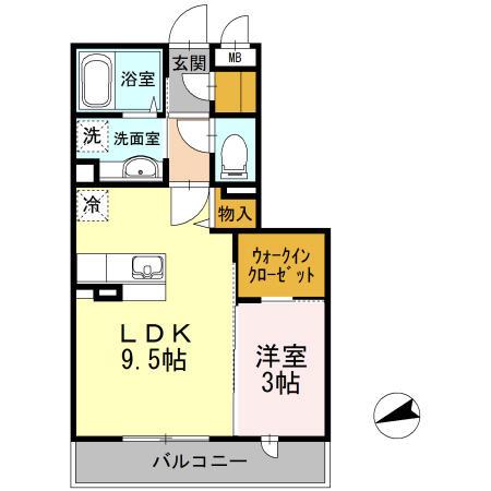 ディアコート(1LDK/1階)の間取り写真