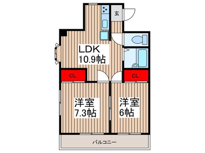 パールメゾンシオノ(2LDK/4階)の間取り写真