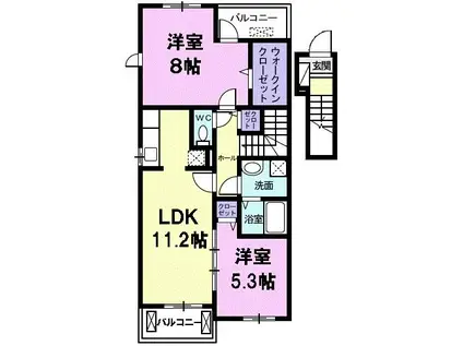 カーサ レジーナ(2LDK/2階)の間取り写真