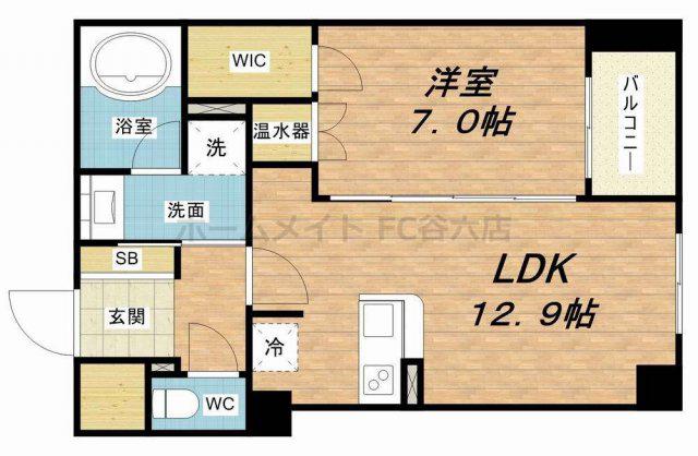 グレンパーク梅田北(1LDK/13階)の間取り写真