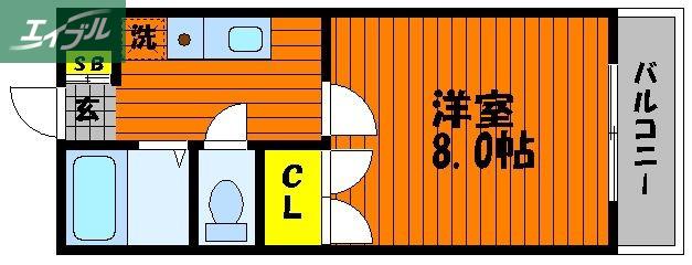ベンハウス大元(1K/2階)の間取り写真