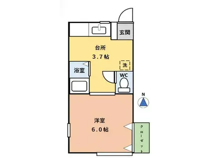 ビーム早稲田(1DK/1階)の間取り写真