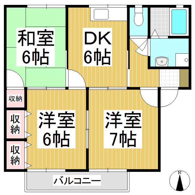 ランズエンド(3DK/2階)の間取り写真