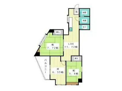 パール25(2DK/4階)の間取り写真