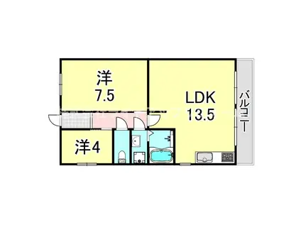 滝谷グリーンハイツ(2LDK/3階)の間取り写真