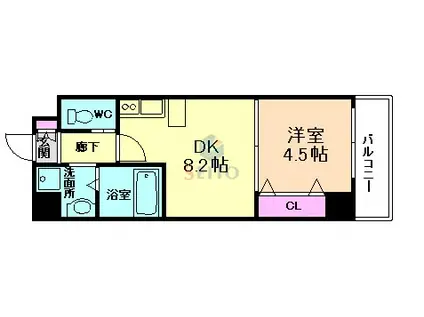 アトール西中島II(1DK/11階)の間取り写真