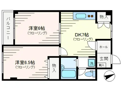 K-2072(2DK/3階)の間取り写真