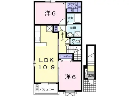 ポルトボヌール(2LDK/2階)の間取り写真