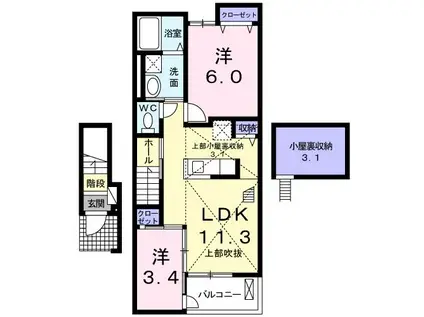JR日豊本線 宮崎駅 バス乗車時間:15分 最寄りバス停で下車 徒歩7分 2階建 築13年(2LDK/2階)の間取り写真