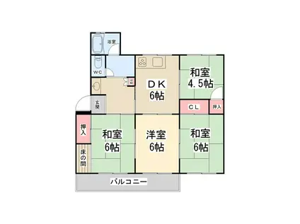 公社清和台団地15号棟(4DK/2階)の間取り写真