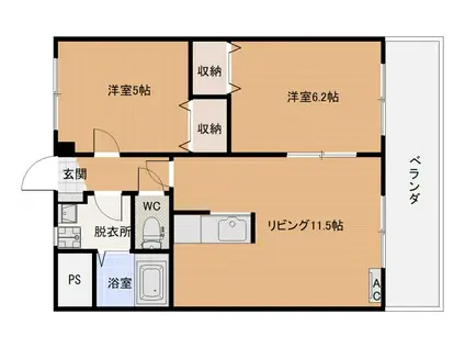 イオリドリーム(2LDK/3階)の間取り写真