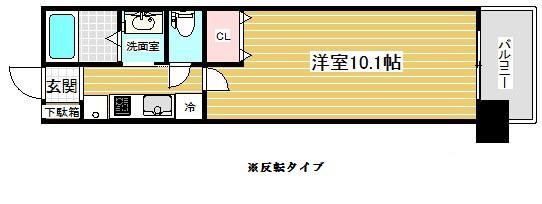 レジディア三宮東(1K/4階)の間取り写真