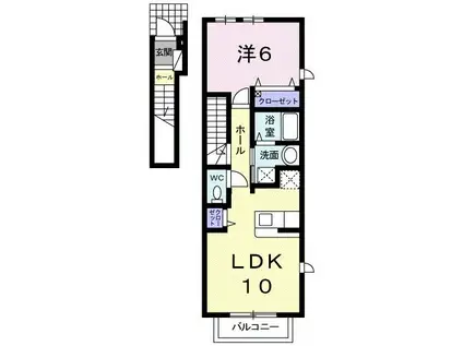 ジャンノーブルB(1LDK/2階)の間取り写真