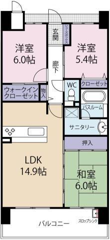 アルファステイツ北田宮(3LDK/2階)の間取り写真