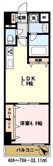 BELAIR川口元郷(1LDK/6階)の間取り写真