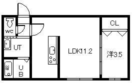 アニメートN1(1LDK/1階)の間取り写真