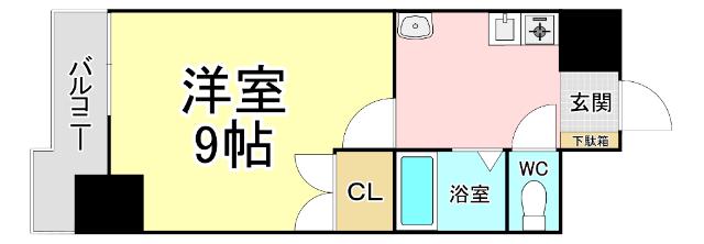 アリエス城野(1K/4階)の間取り写真