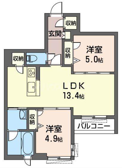 エムアトリエール(2LDK/3階)の間取り写真