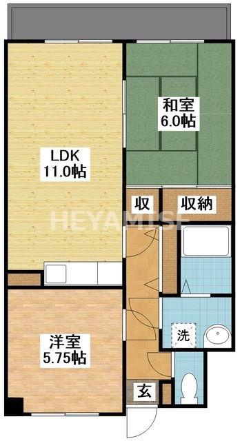 マンションミゾロク(2LDK/4階)の間取り写真