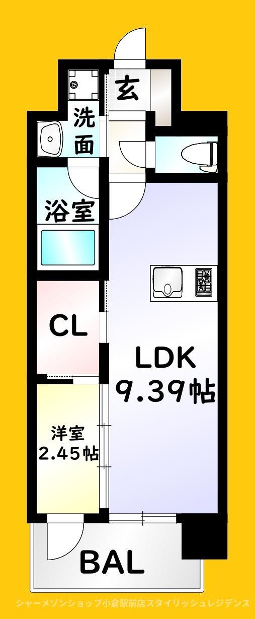 プレジデンス ざ 三萩野(1LDK/9階)の間取り写真