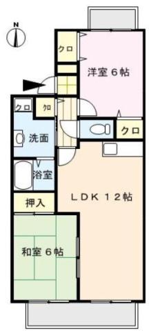 アフローテ山川(2LDK/2階)の間取り写真