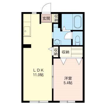 グリーンハイツ学園前 弐番館(1LDK/1階)の間取り写真
