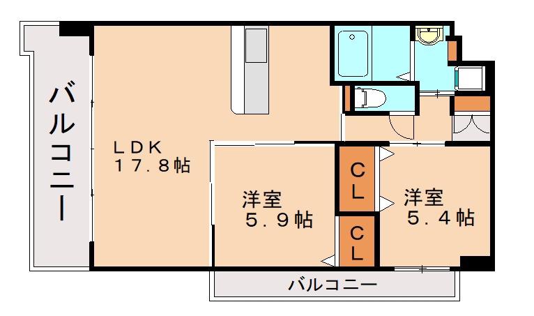 ギャラン鷹の巣(2LDK/11階)の間取り写真