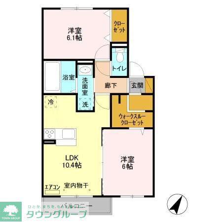 グランヒル(2LDK/2階)の間取り写真