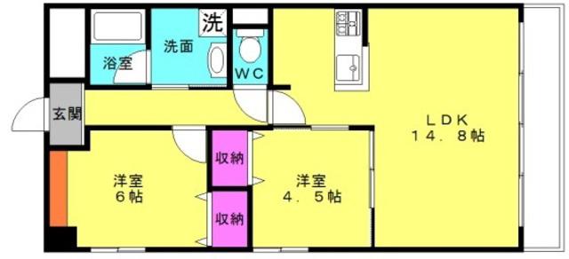 ECO NISHIFUTAMI(2LDK/2階)の間取り写真