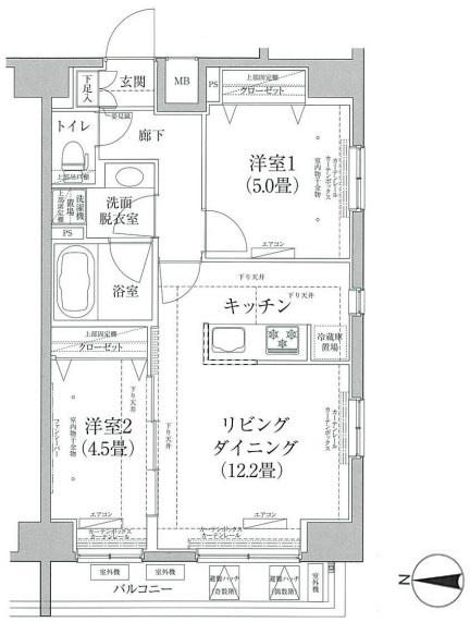 ルフレプレミアム神楽坂(2LDK/11階)の間取り写真