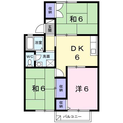 シャトレ湯川A(3DK/2階)の間取り写真