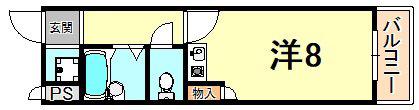 シティコア西舞子(ワンルーム/2階)の間取り写真