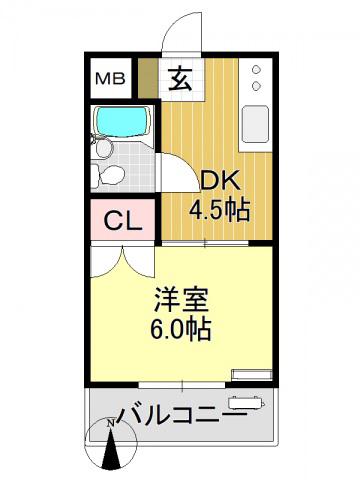 Y´Sマンション(1DK/5階)の間取り写真